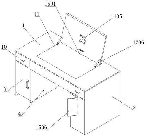 Multifunctional computer desk with automatic storage function