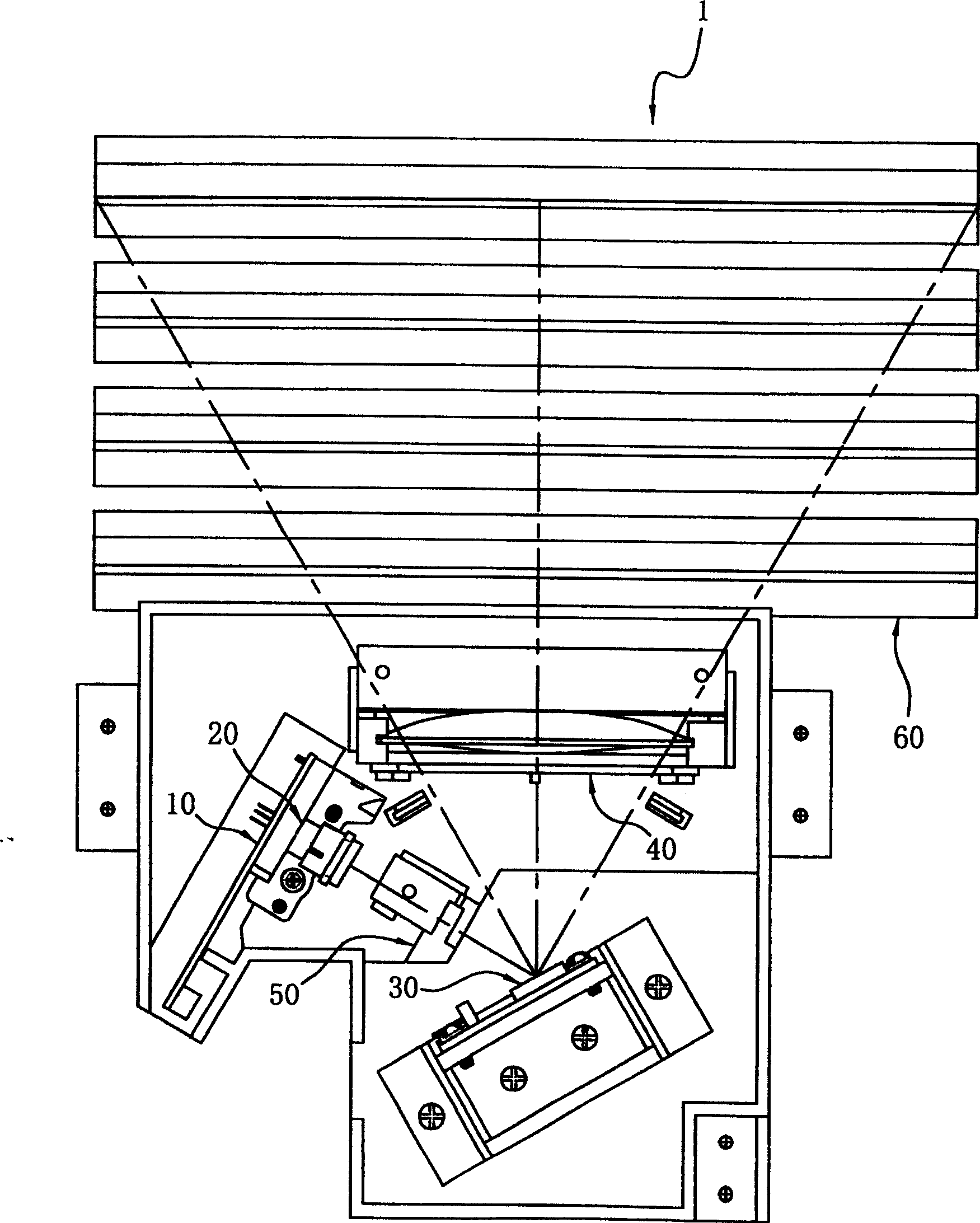 Multibeam straight-line laser scanning device