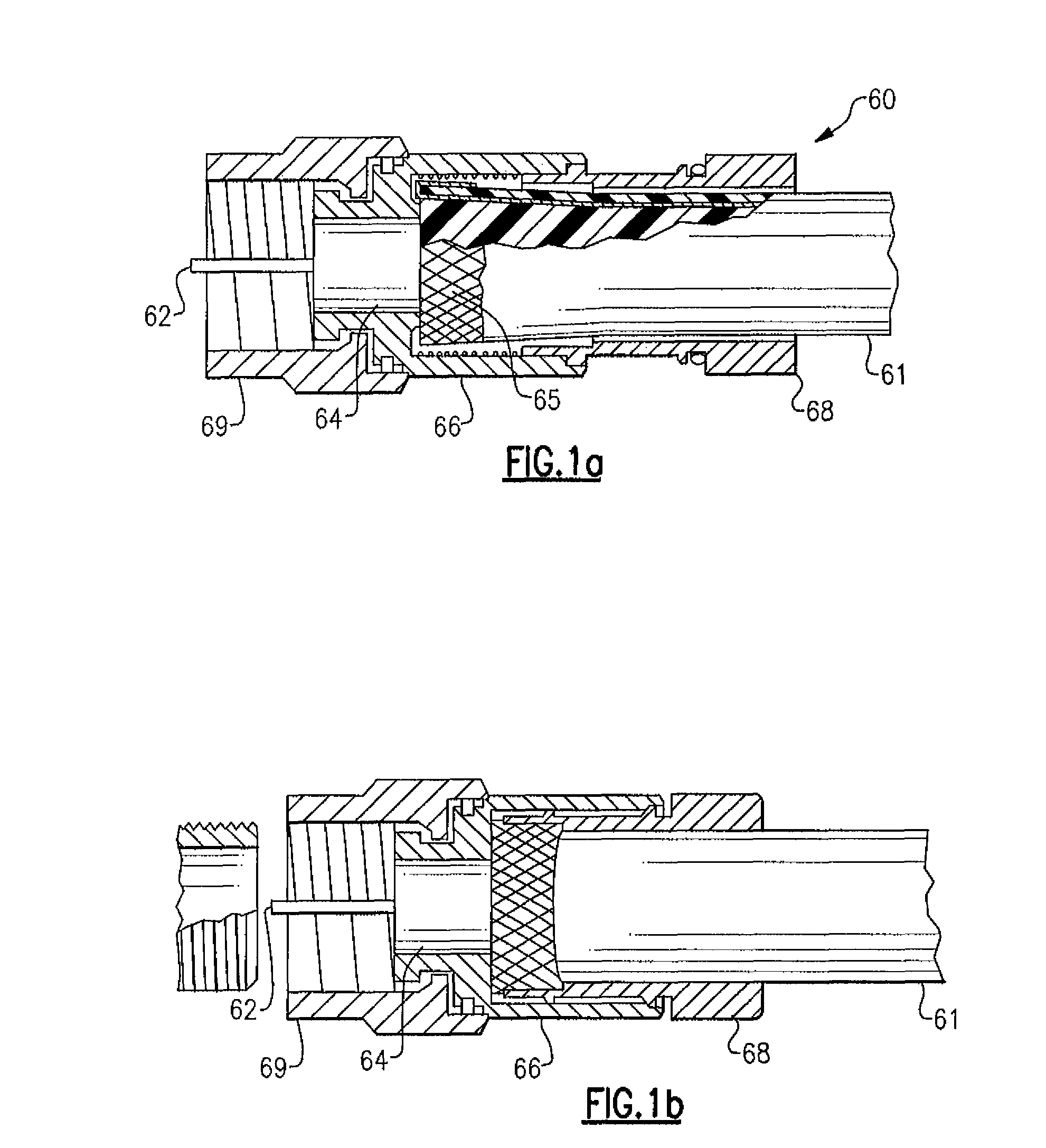 Hydraulic compression tool for installing a coaxial cable connector