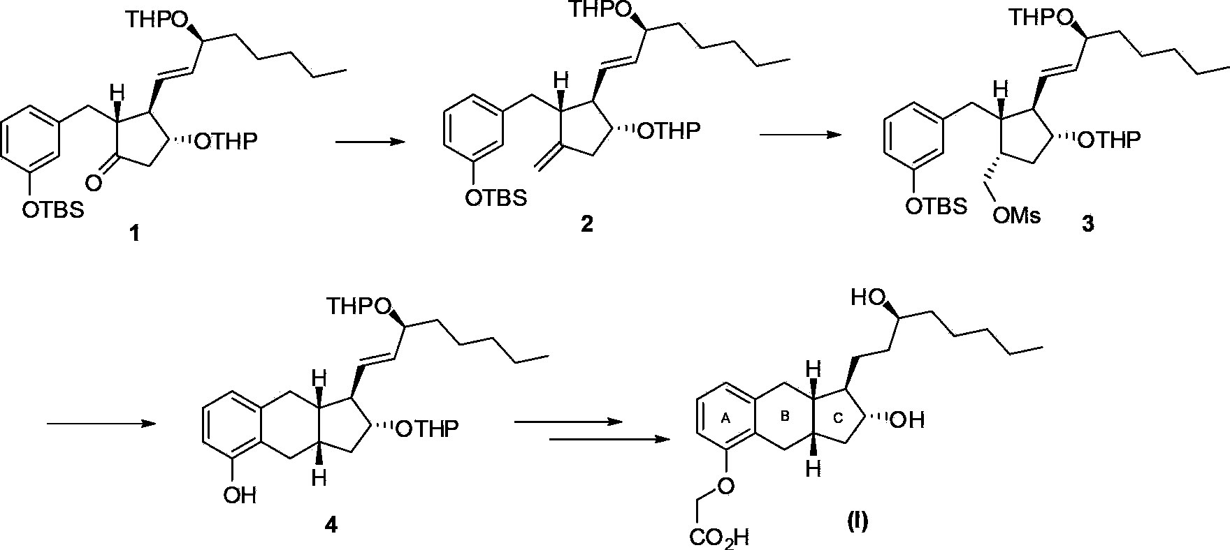 Intermediates for synthesizing treprostinil and preparation method thereof as well as the preparation method of treprostinil thereby