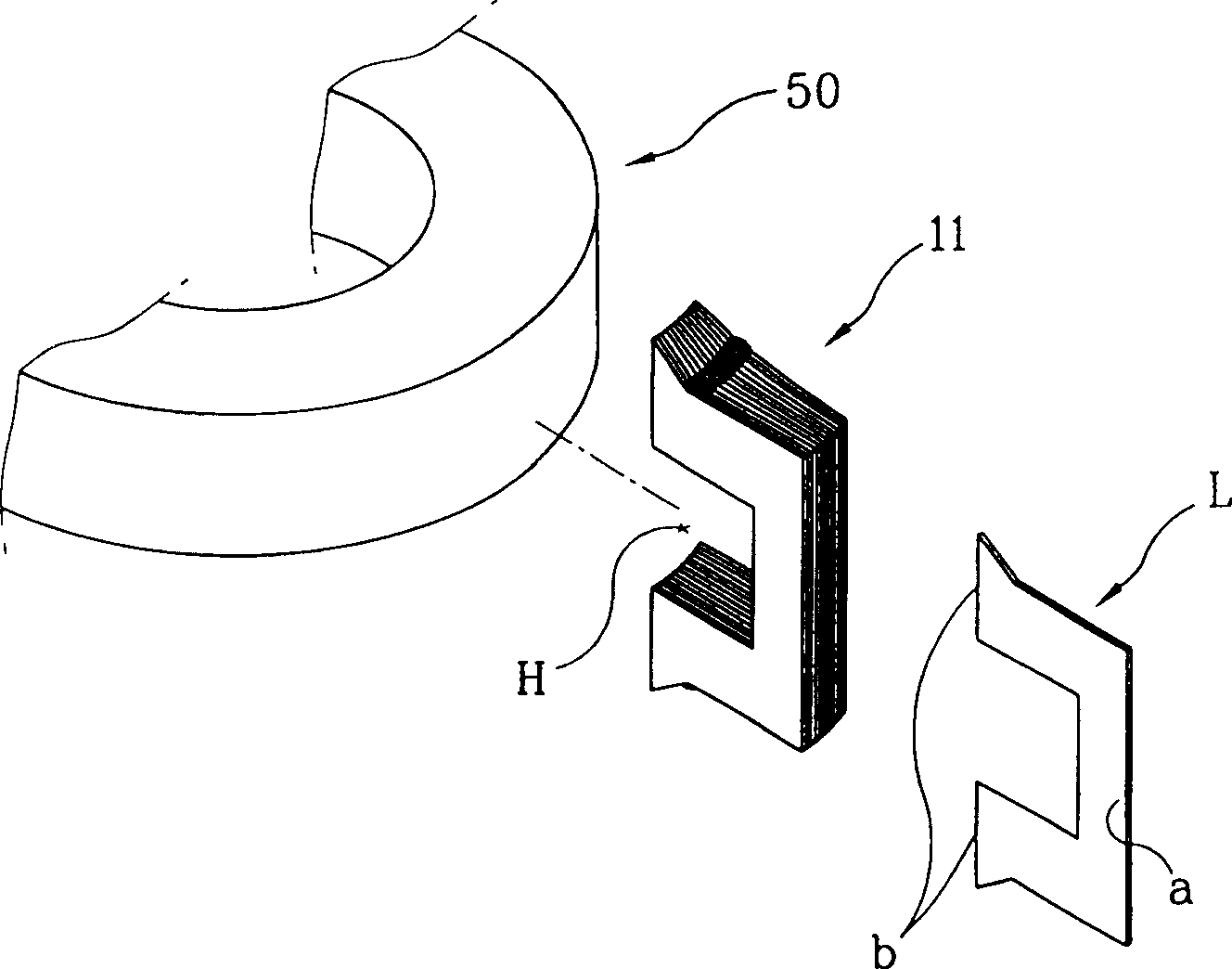 Method for iron core lamination of electric machine and lamination structure thereof