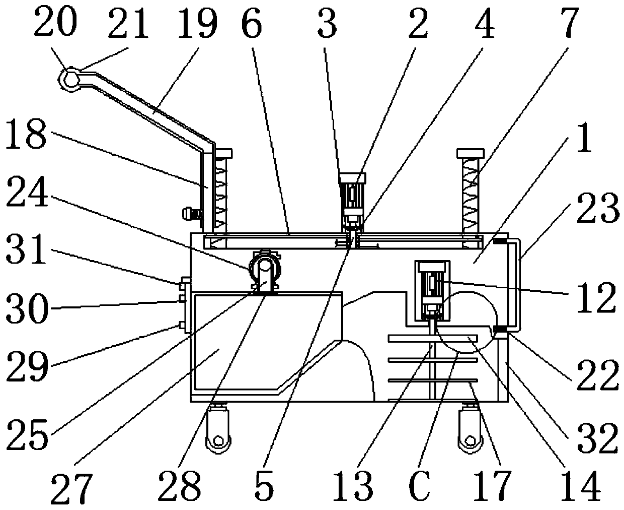 Lawn trimming device with height adjusting function for gardens