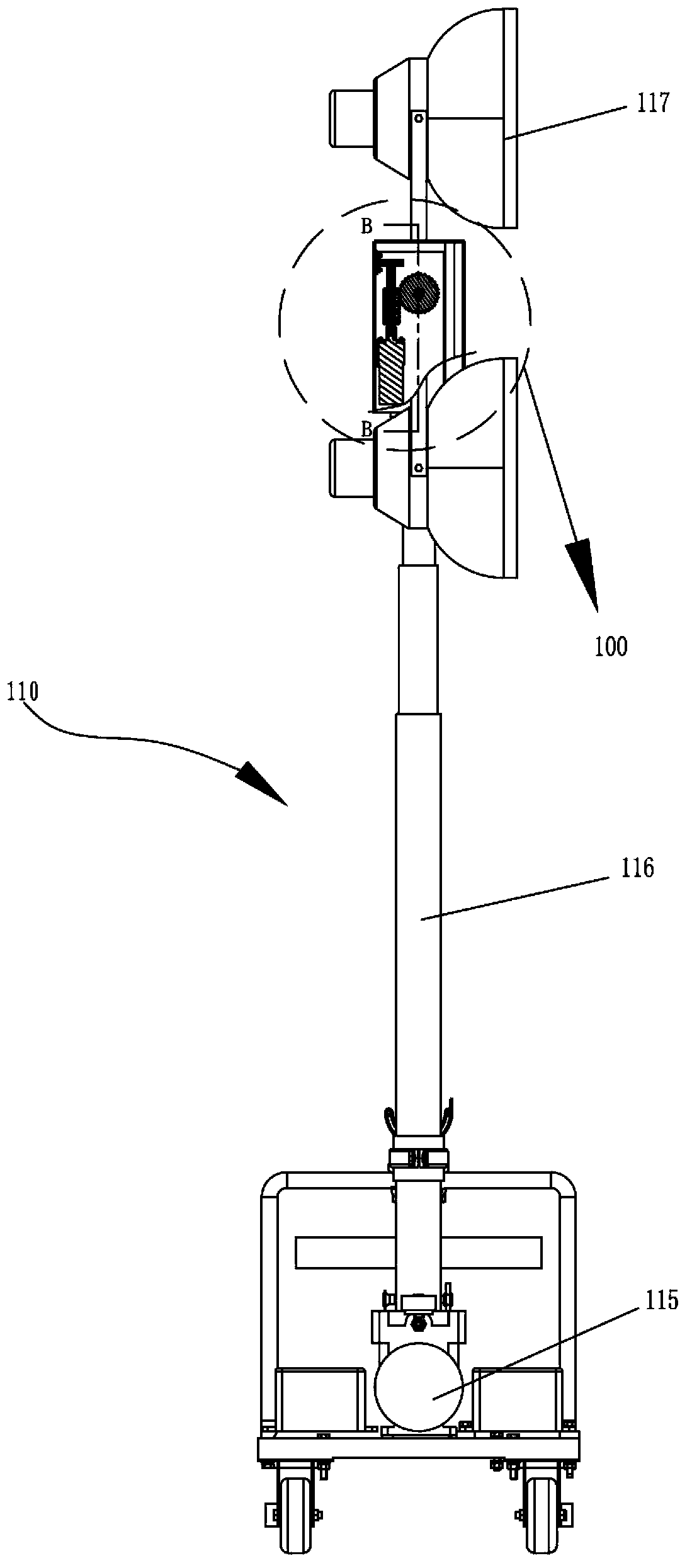 Device for adjusting lamp illumination angles and vehicle-mounted lamp comprising same