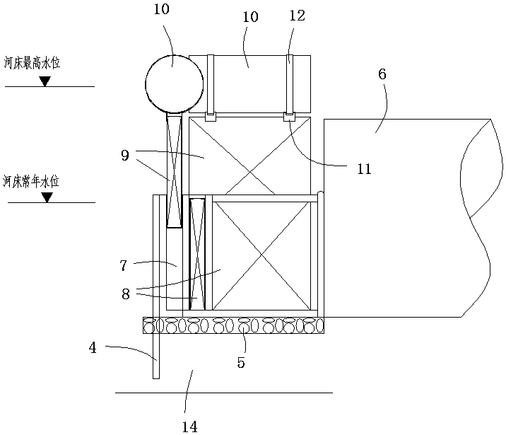 Lifting type rain sewage tail-end ecological treatment device