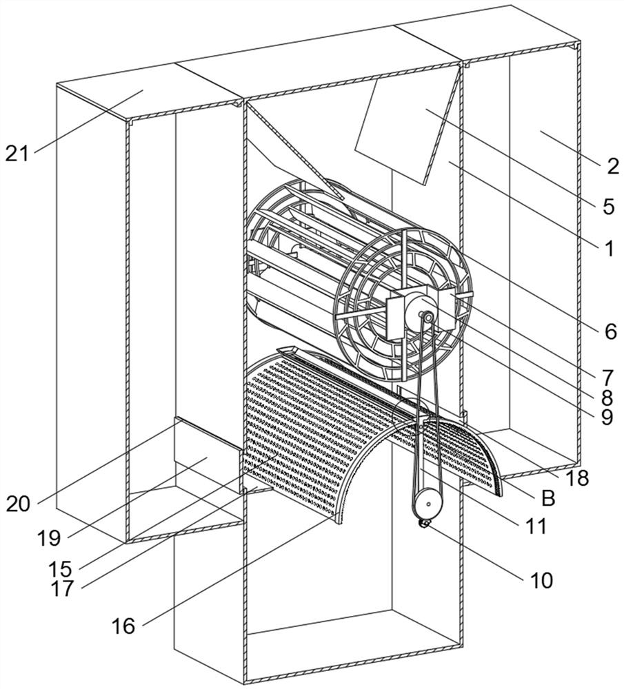 Unpowered self-cleaning rainwater filtering device