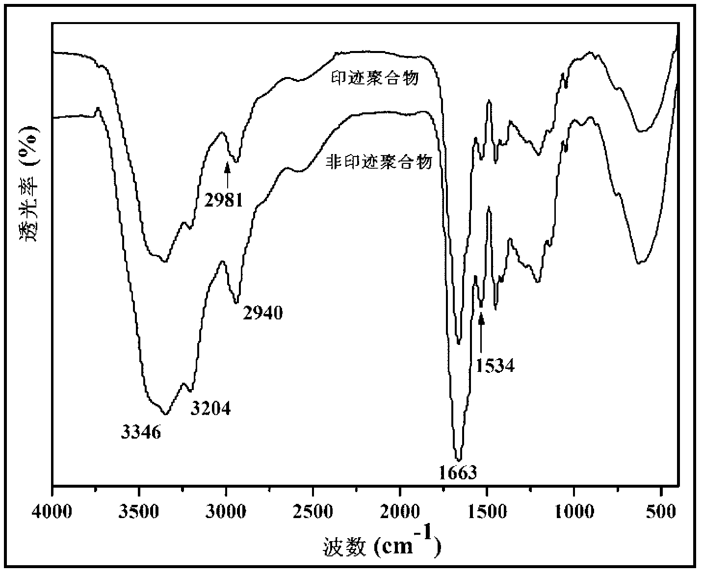 Green preparation method of hydrophilic molecular engram polymer