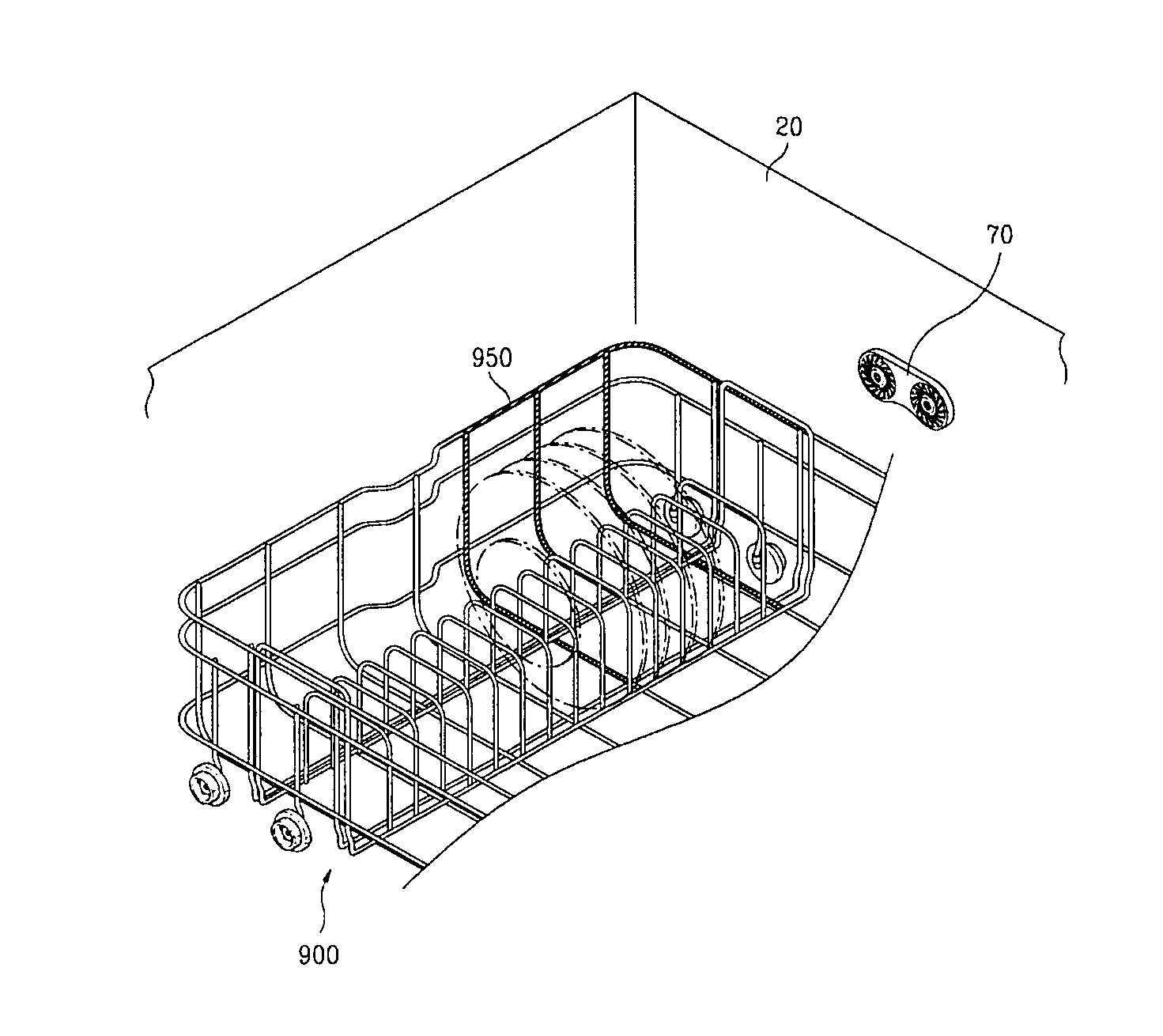 Steam dish washing machine with effective positioning and orientation of items to be washed