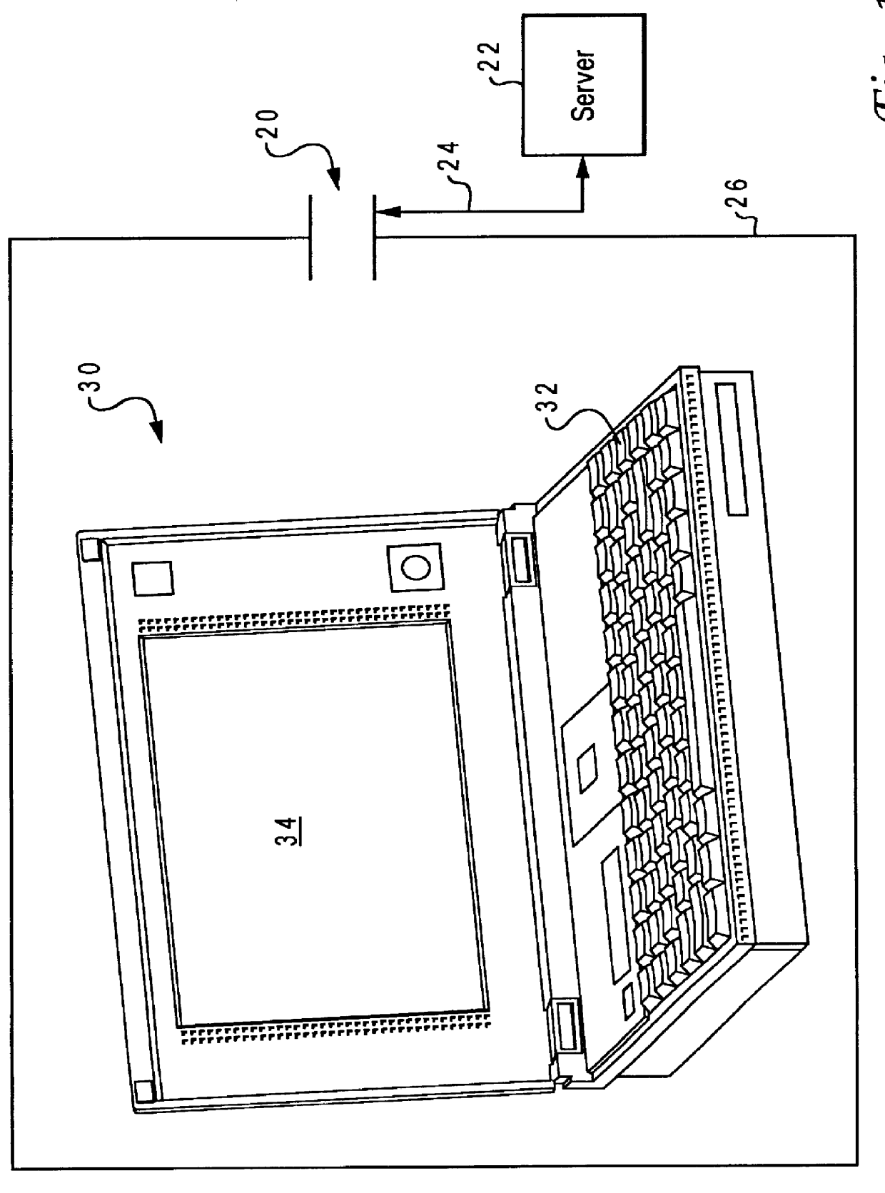 Data processing system and method for disabling a portable computer outside an authorized area