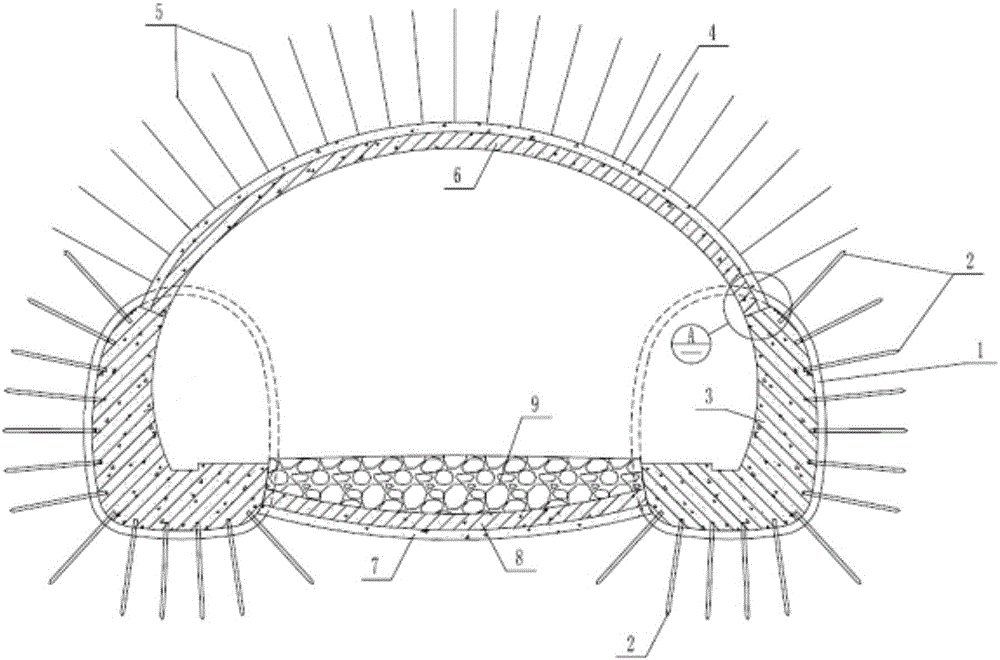 A structure for reducing internal force of tunnel lining structure and its construction method