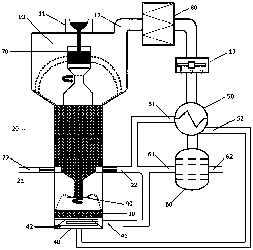 Liquid alloy dry granulation and methane steam reforming waste heat recovery device and method