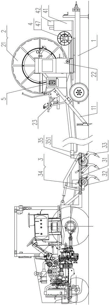 Saline-alkali soil deep ploughing irrigation regulating treatment all-in-one machine