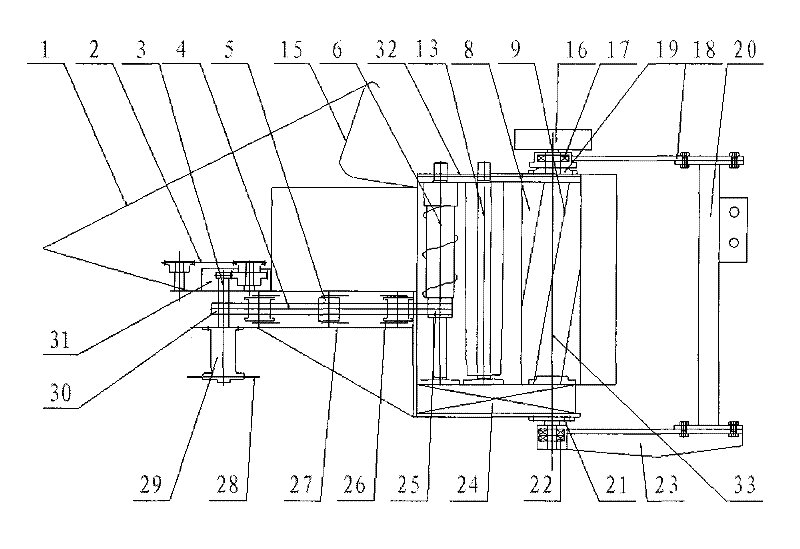 Header of corn cutter for harvesting stem and ear of with self-adaption row spacing