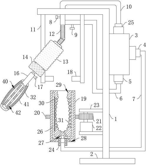 An integrated device for flushing anus with disinfectant solution for rectal surgery