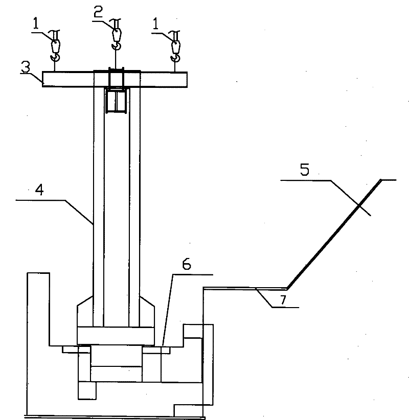 Method for hoisting ultra-high overweight equipment in closed workshop and special sling