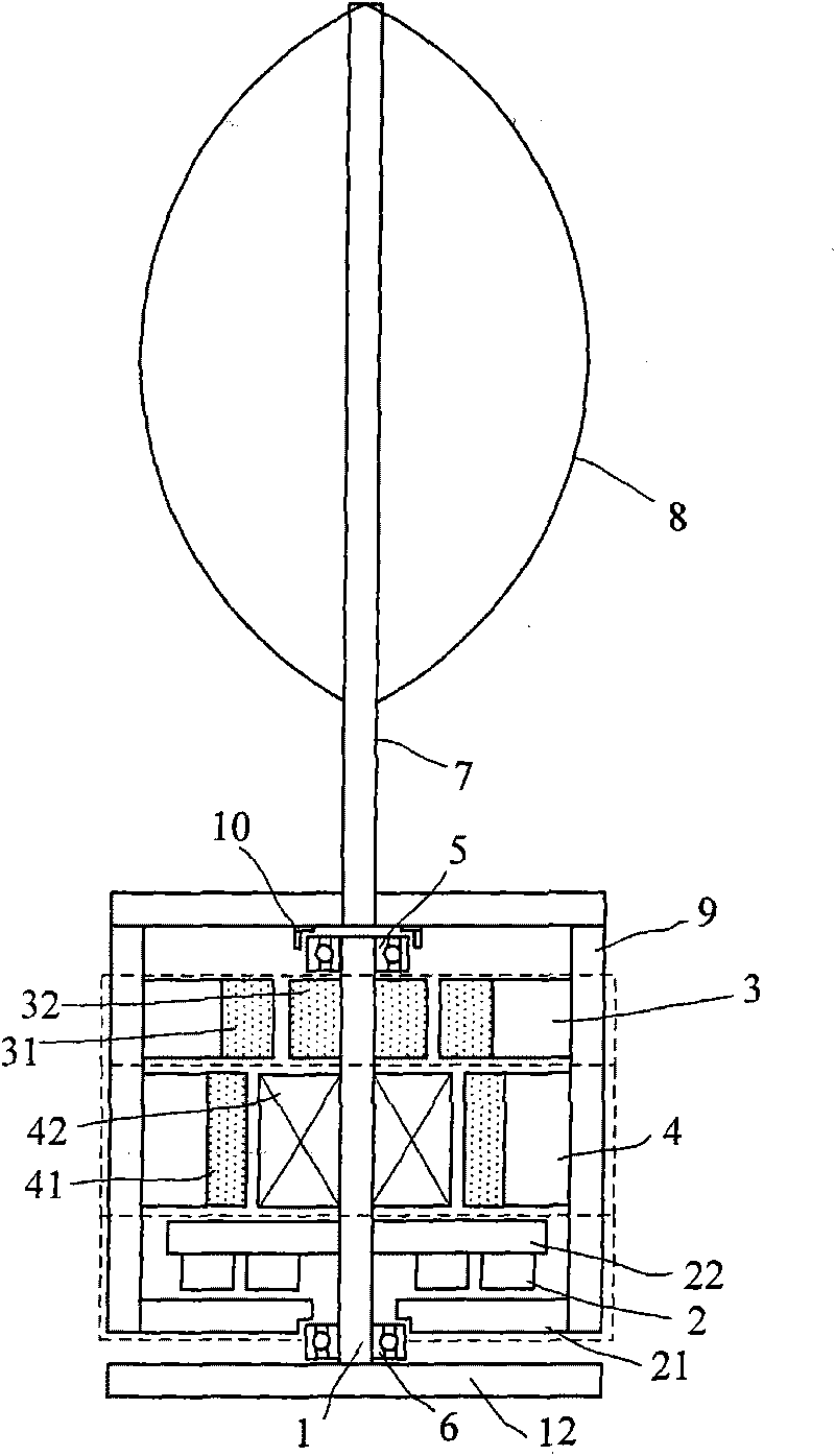 Vertical shaft maglev wind power generator