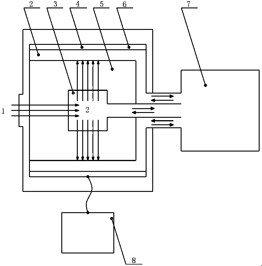 Measurement device, with step-shaped cone, absorbing all energy of high-energy laser