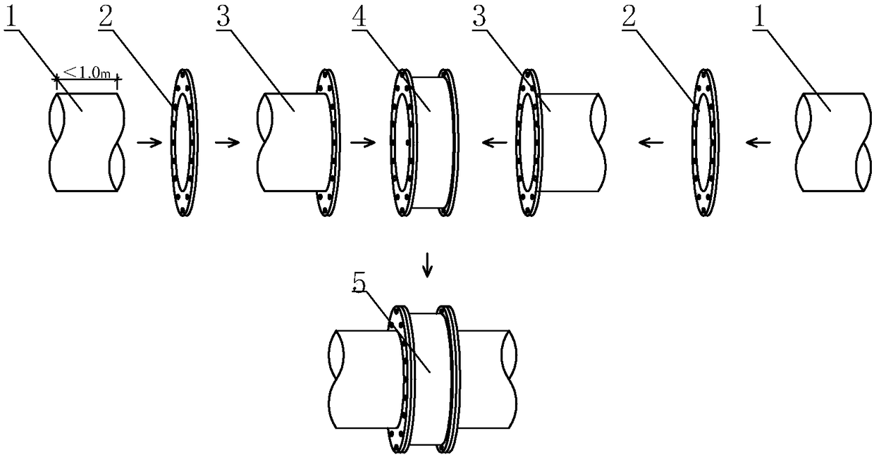 A large-scale valve and large-diameter pipeline pre-spliced ​​short connection manufacturing and hoisting method