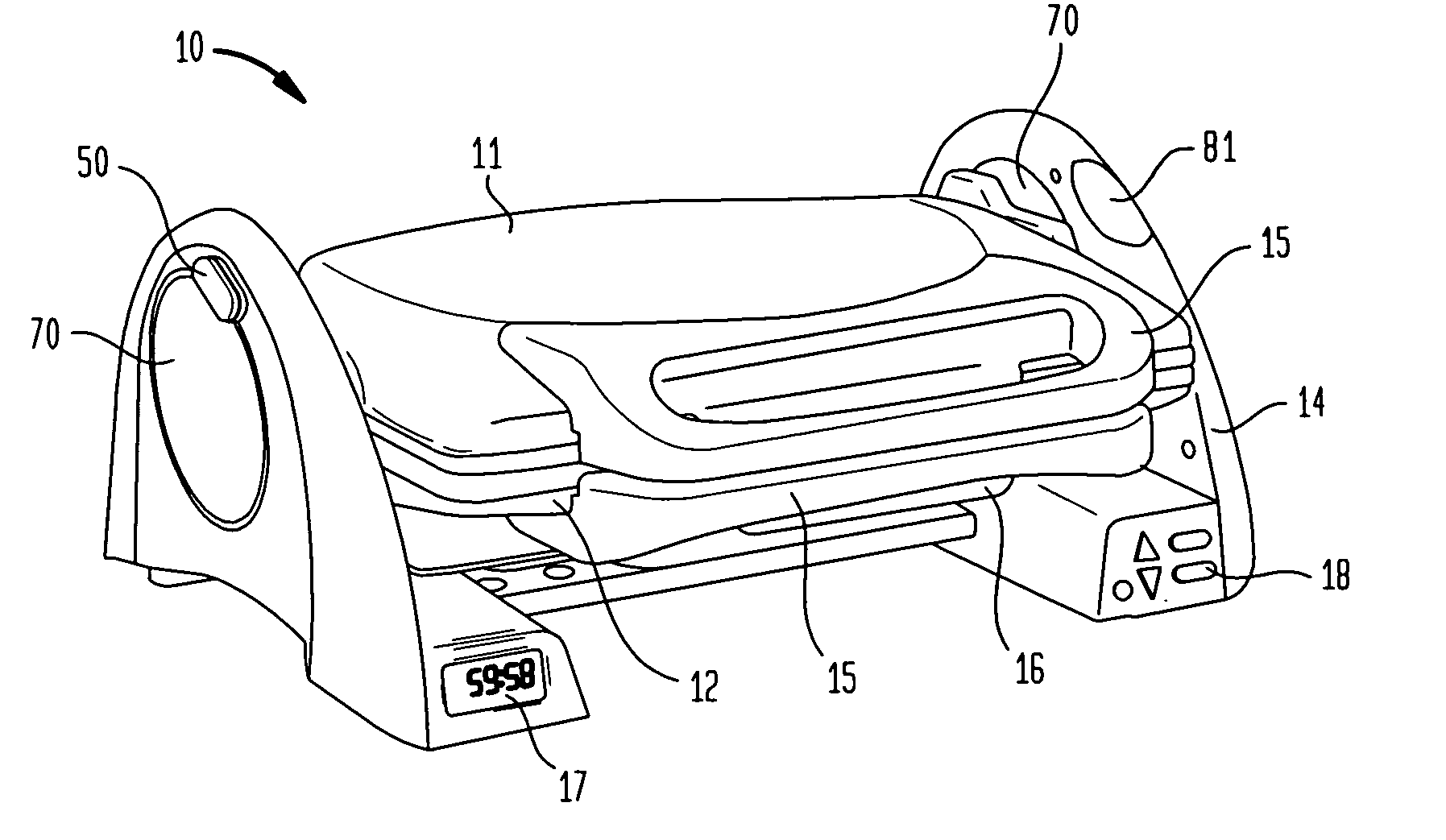 Tiltable pannini grill