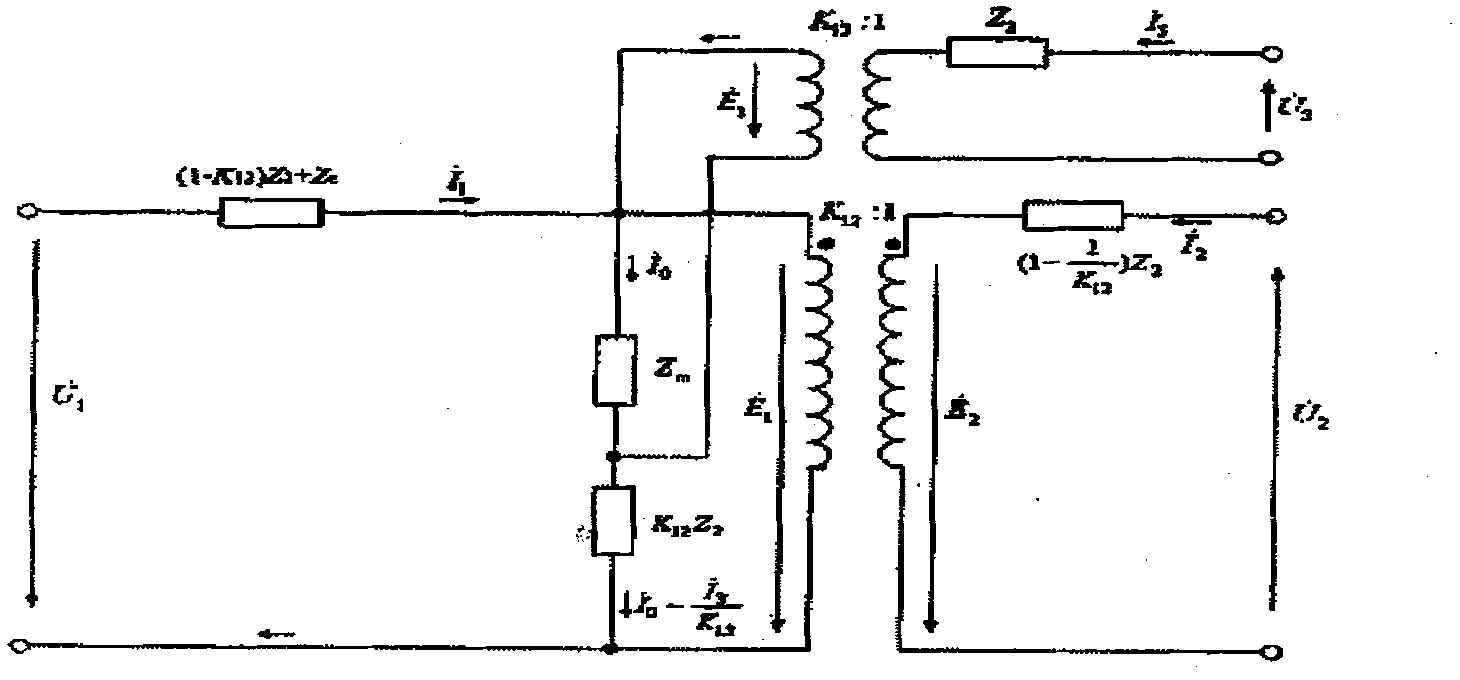 Single-phase three-winding autotransformer model taking account of nonlinear influences of excitation impedance