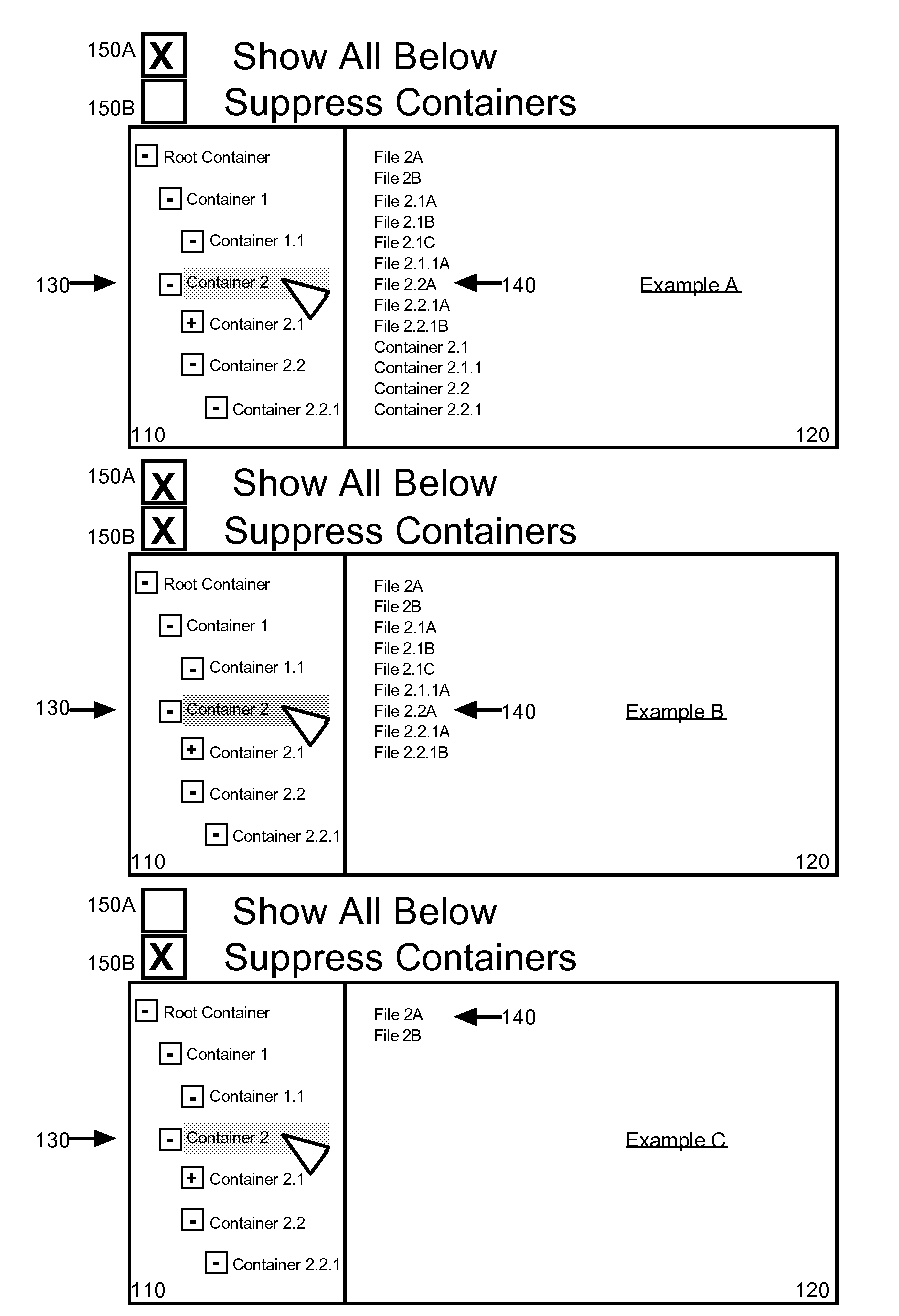 Selectable flattening hierarchical file browser