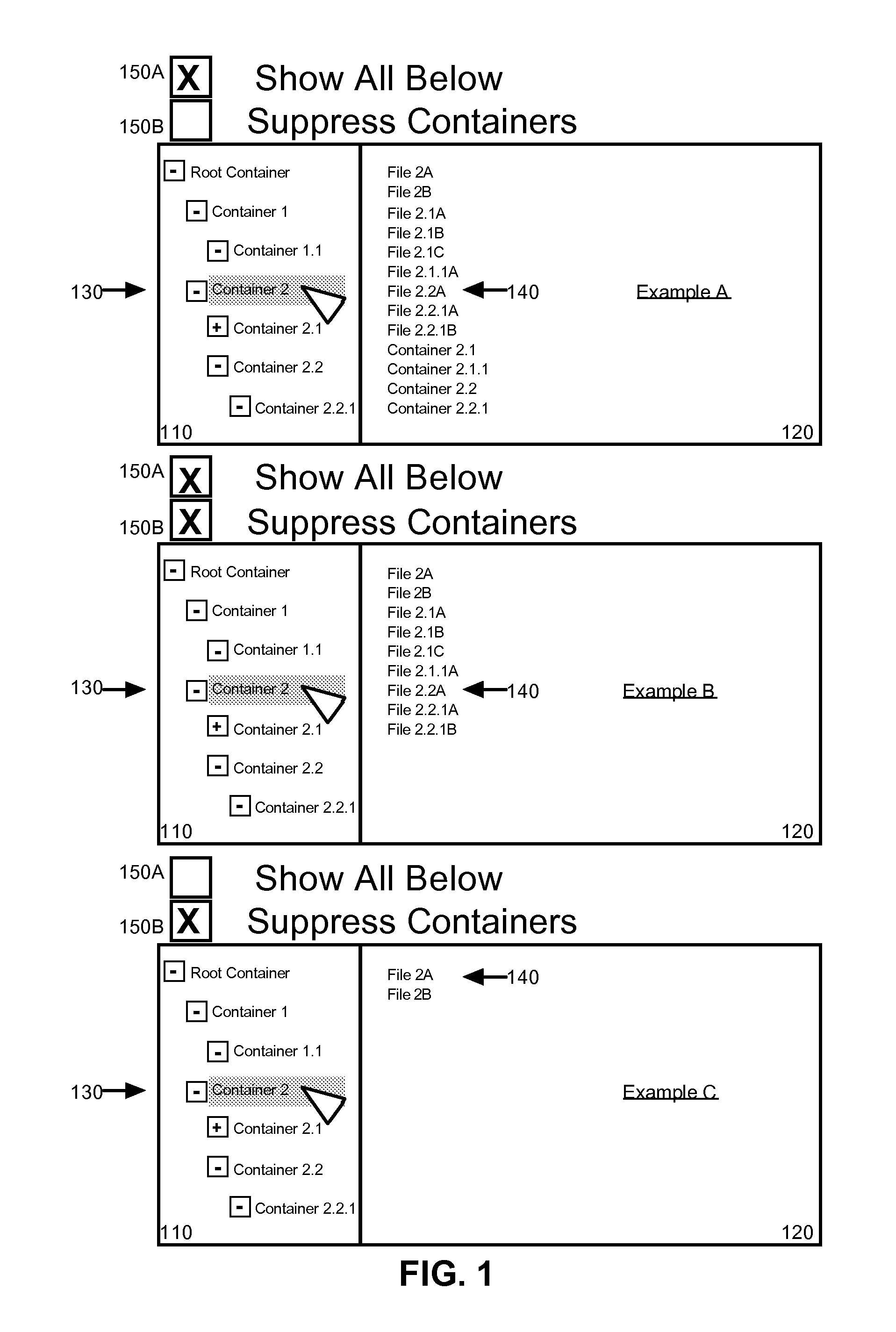 Selectable flattening hierarchical file browser