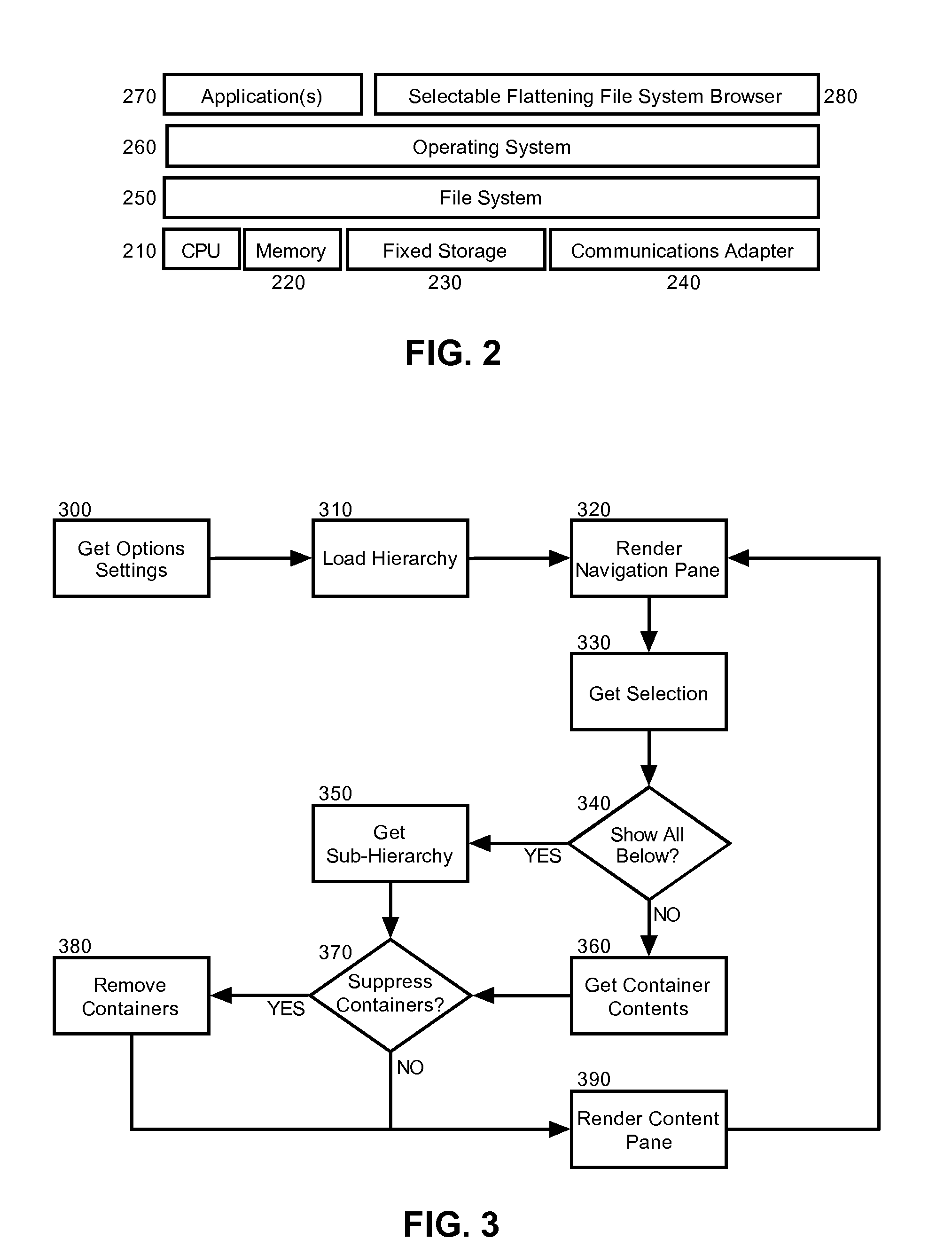 Selectable flattening hierarchical file browser