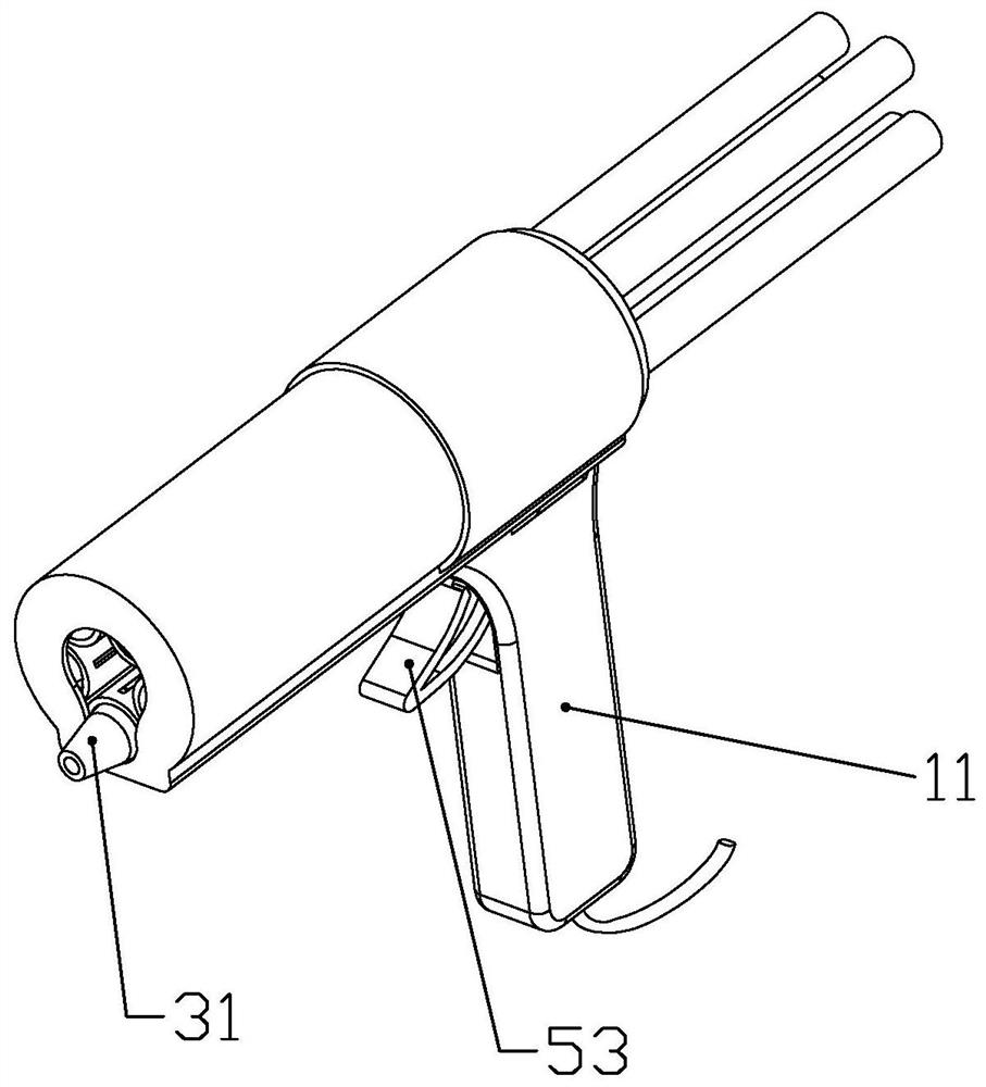 A hot melt glue gun