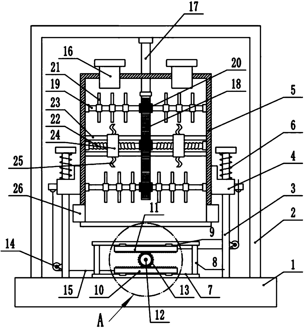 Rack-matching lifting weeding pesticide mixing device for farming