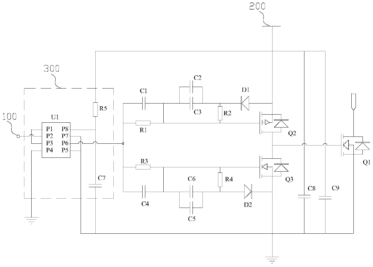 A drive circuit for a mos tube