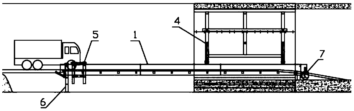 Trestle type top opening full cross-section synchronous construction equipment and construction method thereof