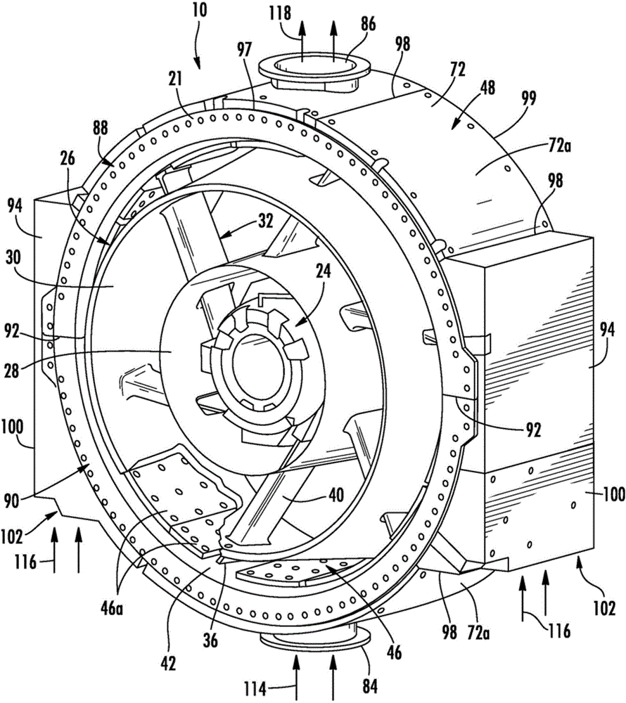 Gas turbine engine with multiple component exhaust diffuser operating in conjunction with an outer case ambient external cooling system