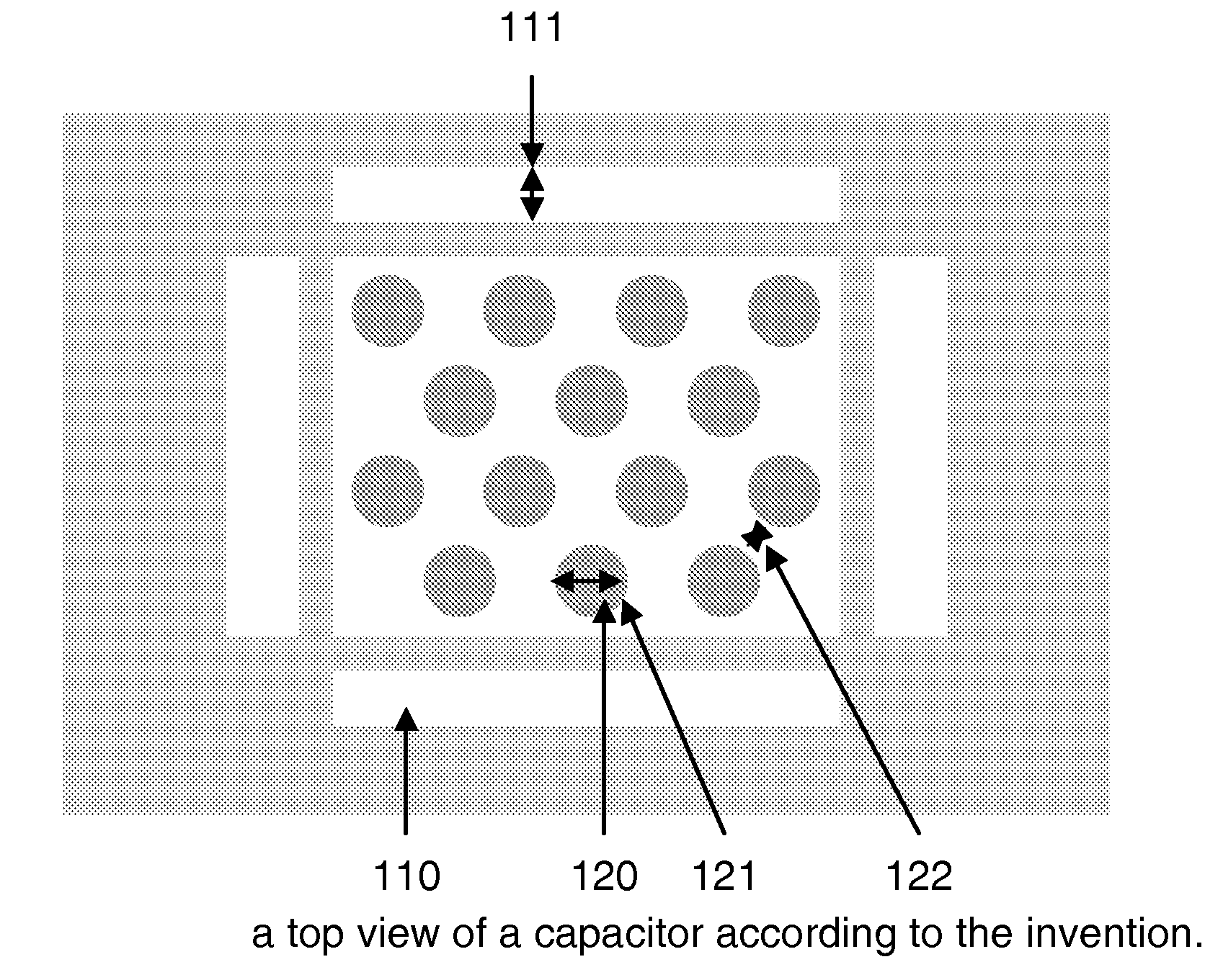 Ultra high density capacity comprising pillar-shaped capacitors formed on both sides of a substrate