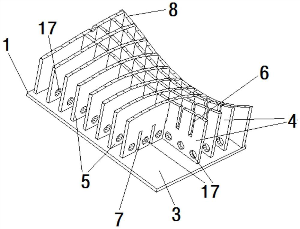 Double-curvature saddle-shaped plate pressing forming tooling, manufacturing method and plate pressing method