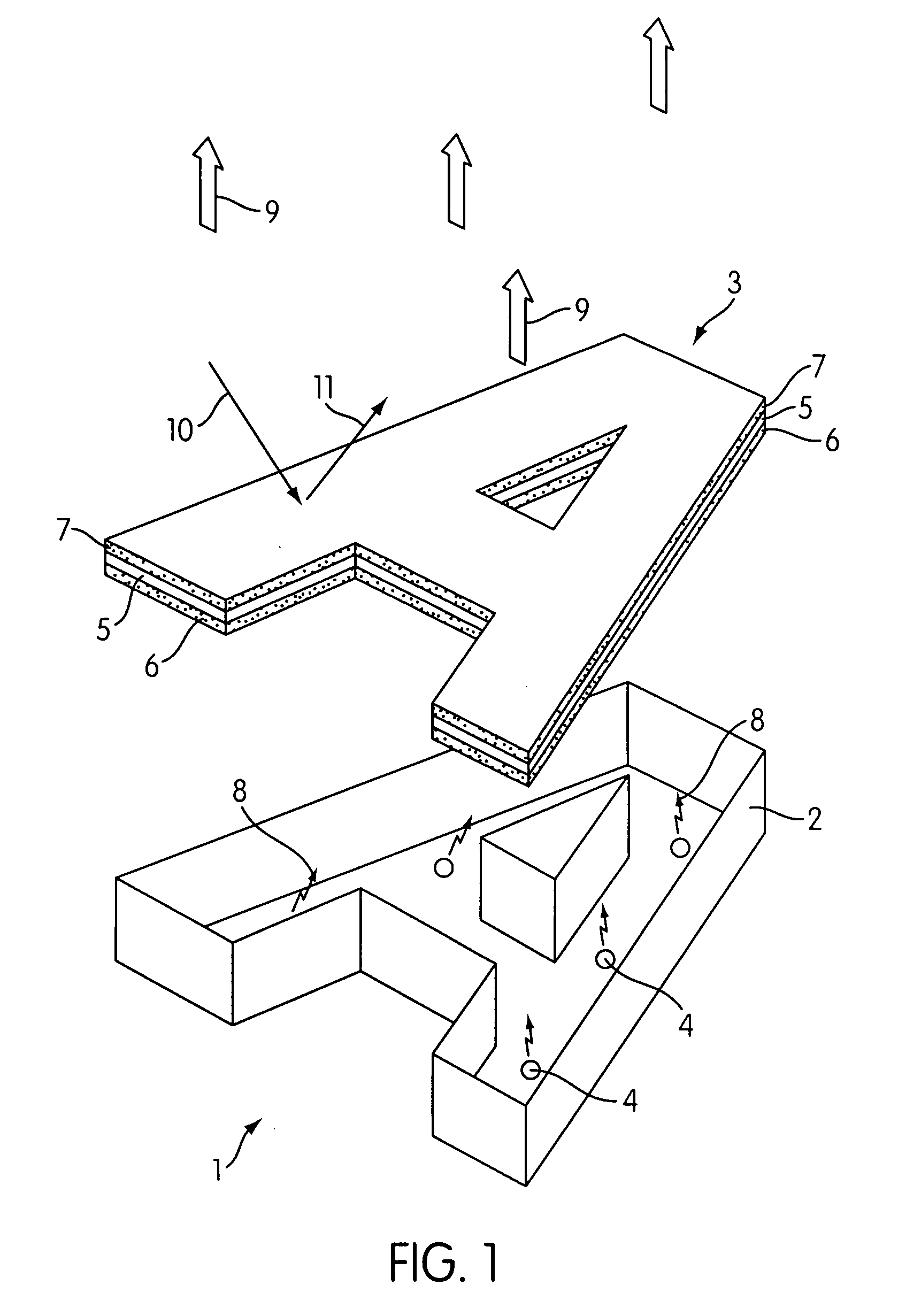 Light emitting sign and display surface therefor