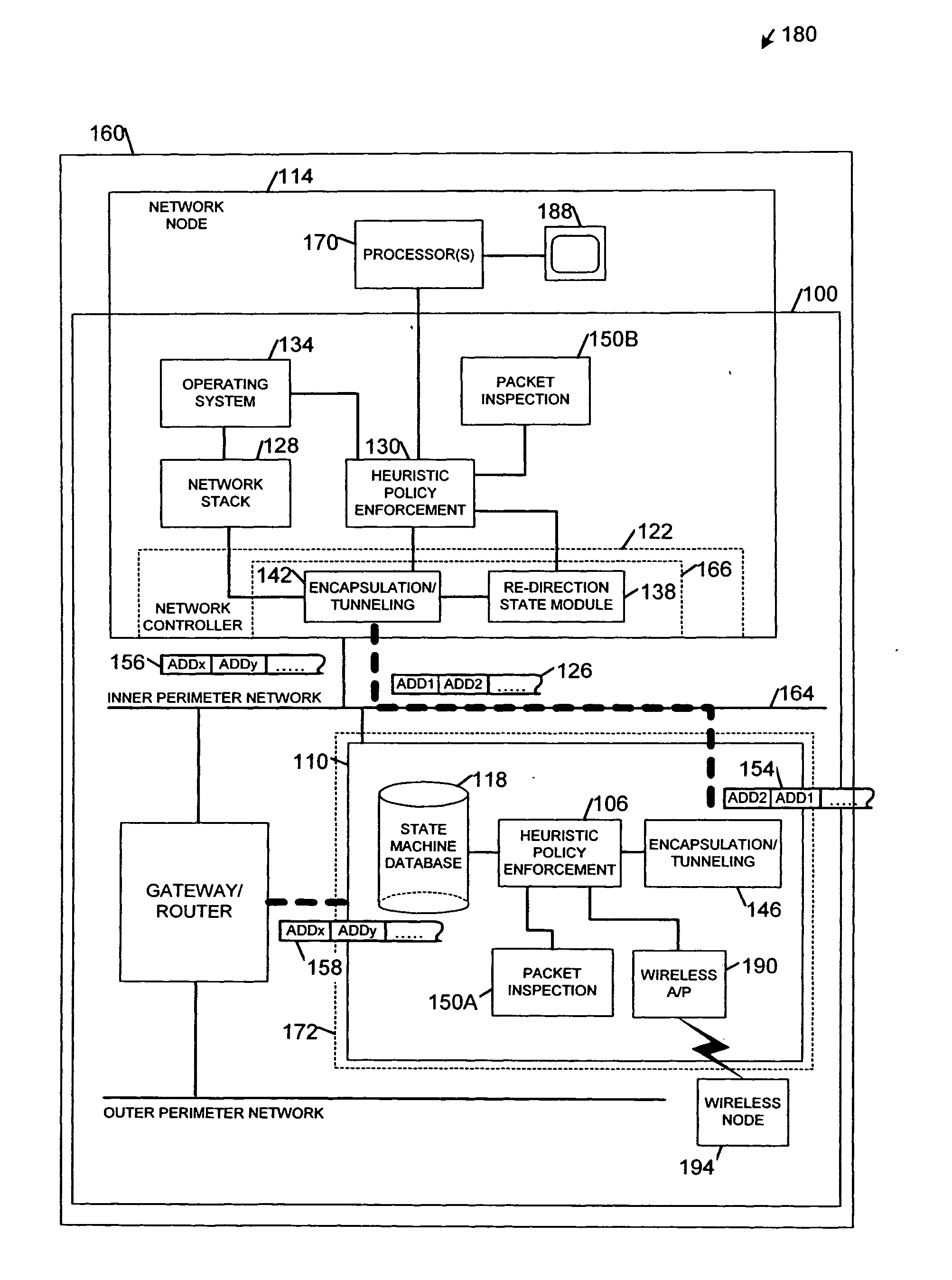 Hybrid distributed firewall apparatus, systems, and methods