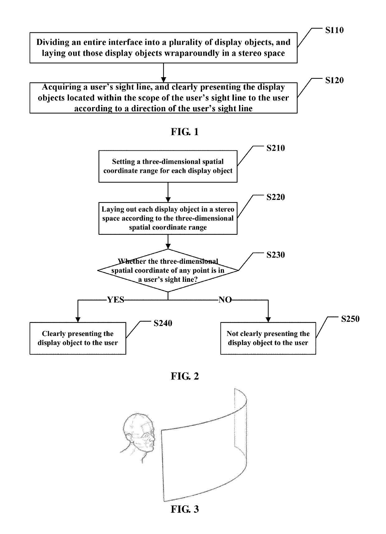 Wraparound interface layout method, content switching method under three-dimensional immersive environment, and list switching method