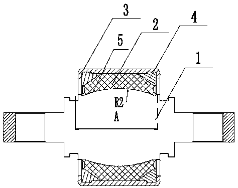 Rubber ball hinge for reducing radial/axial rigidity ratio and assembling method of rubber ball hinge