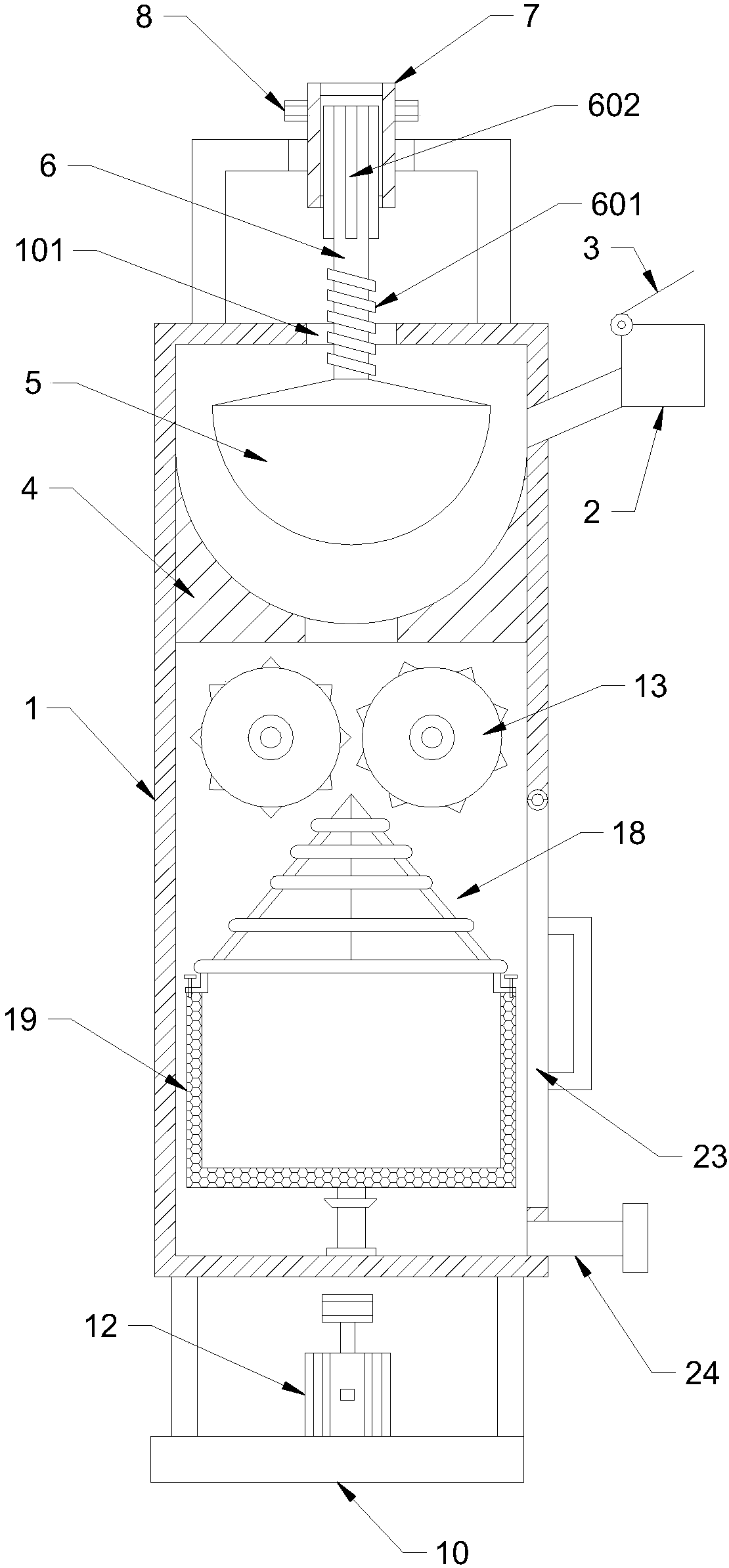 Press waste disposal device with metal recovery function