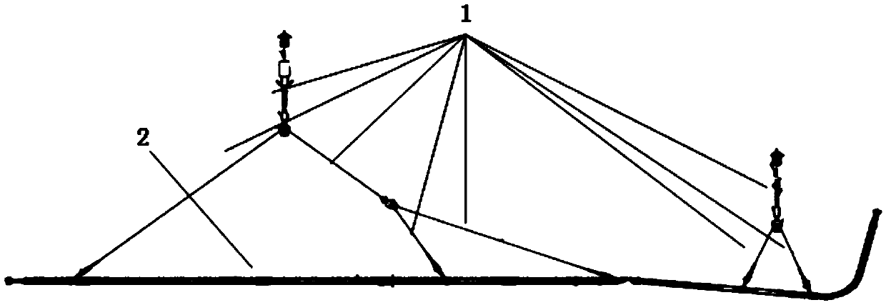 A method of installing risers with twin cranes onboard a vessel supported by saturation diving