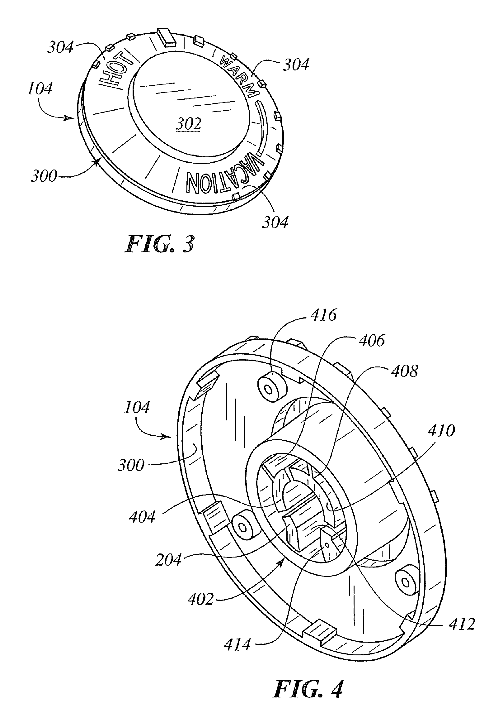 Tamper resistant temperature dial utilizing deflection pins