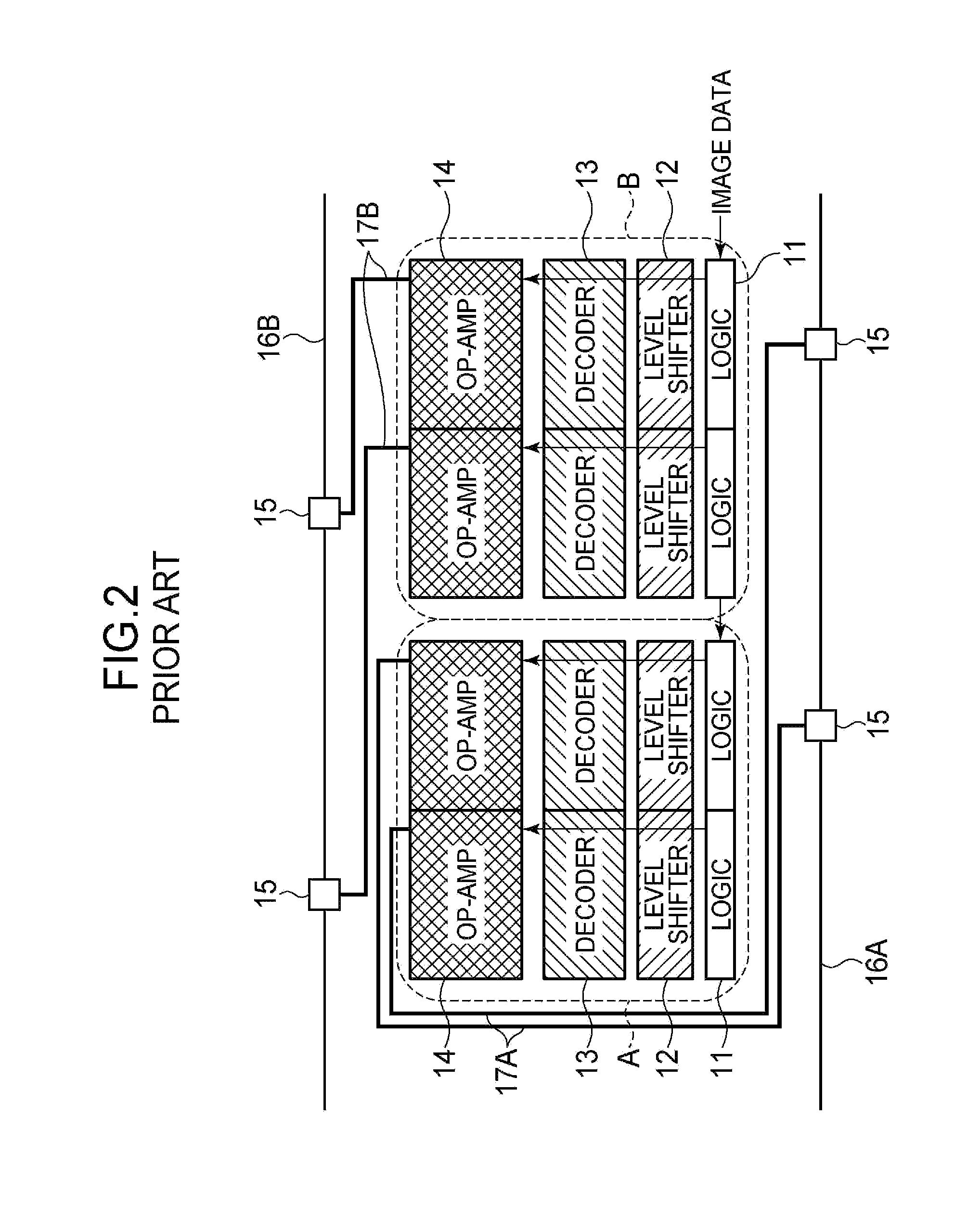 Driver circuit for a display device, and driver cell