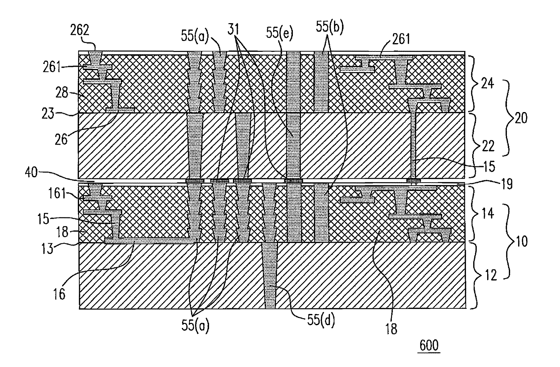 Wafer-to-wafer stack with supporting pedestal