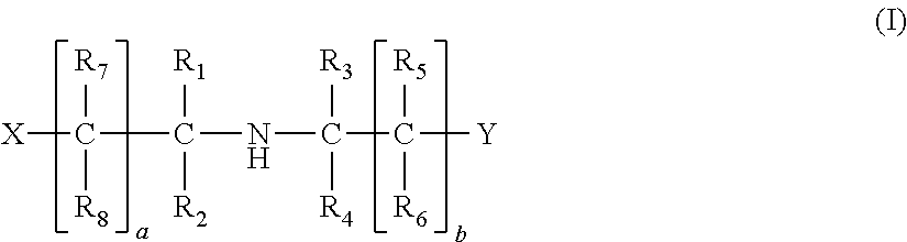 Method of removing acid compounds from a gaseous effluent with an absorbent solution based on i/ii/iii triamines