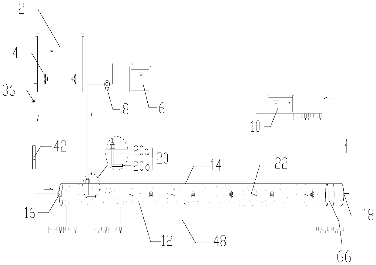 Test device for treating petroleum hydrocarbon pollutants in underground water and application of test device