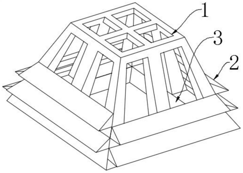 Anti-sedimentation trapezoid basalt grating oyster reef device