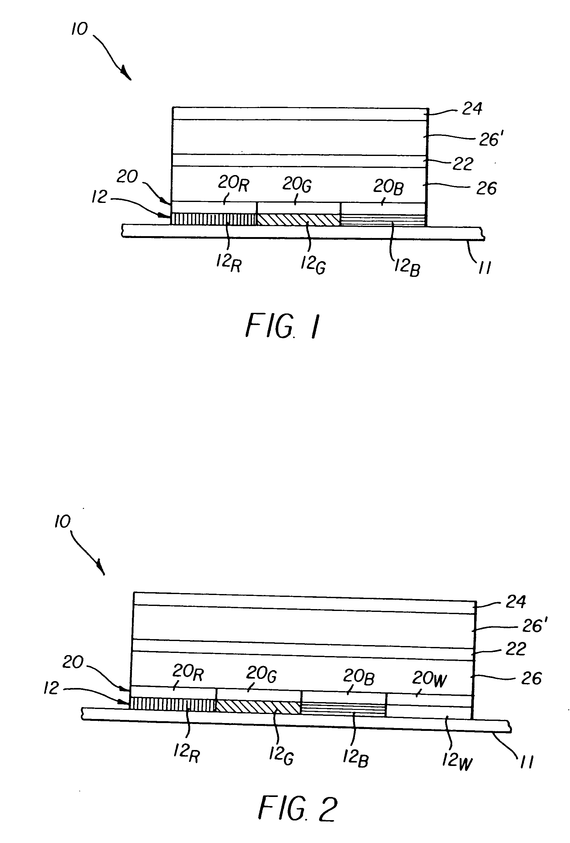 Stacked OLED display having improved efficiency