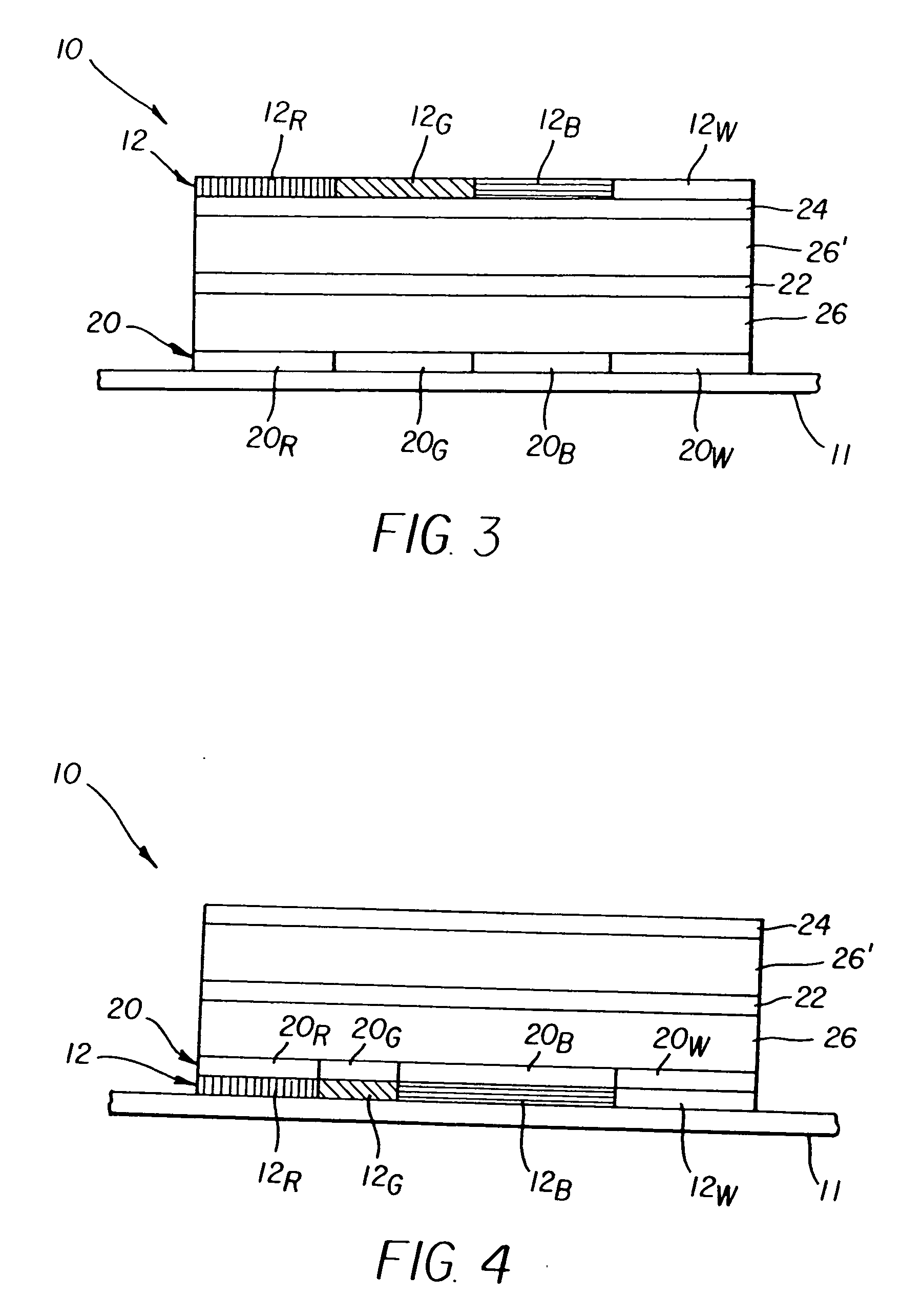 Stacked OLED display having improved efficiency