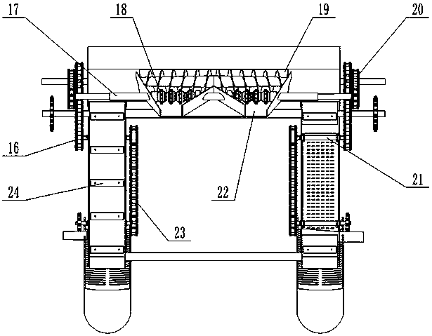 A vibrating earth-rock separation soil covering device