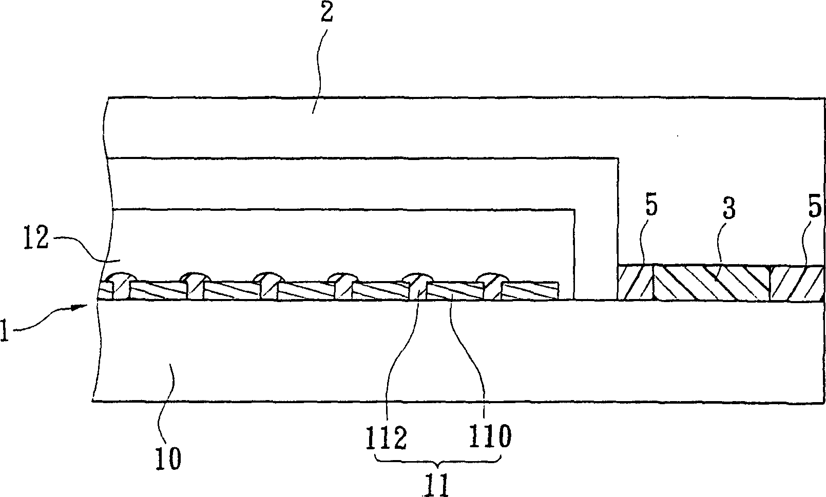 Glue sealing structure for organic electroluminescent planar display device and production thereof