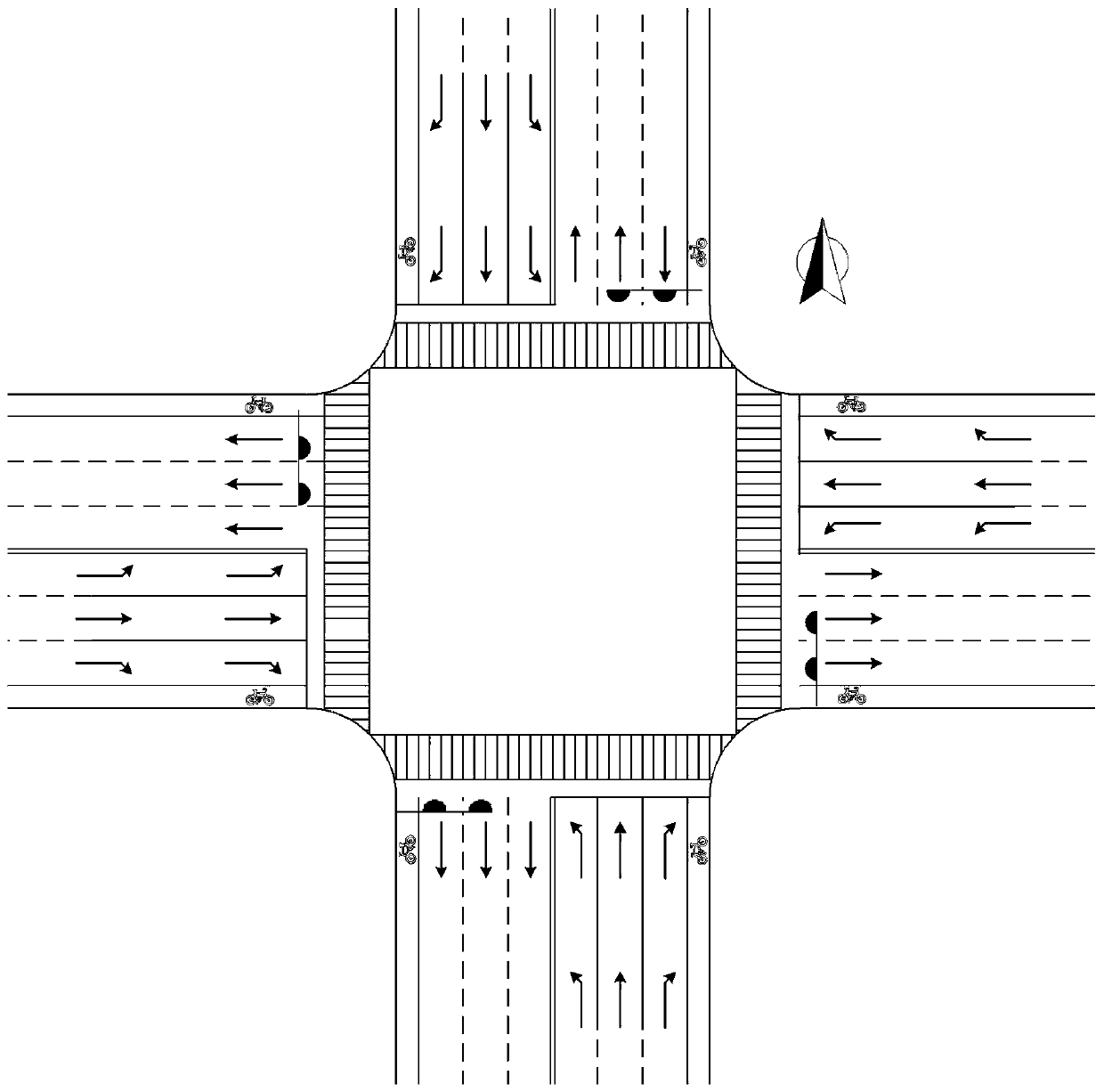 Advance left-turn traffic control method at road intersection section